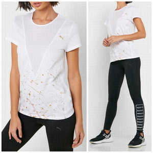 NEW PUMA Metal Splash Deep V Mesh Painted T-shirt